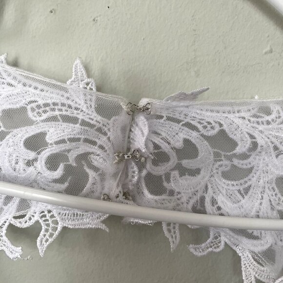 NWT Hebeos white wedding dress formal lace buttons applique women size small - Picture 3 of 14